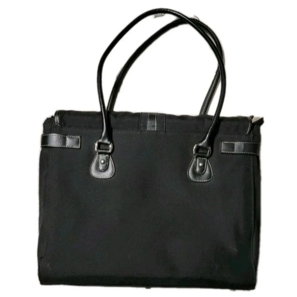 Targus Black Women's Laptop Bag Nylon Vegan Leather 16x13x3 in Double Handles - Picture 2 of 11